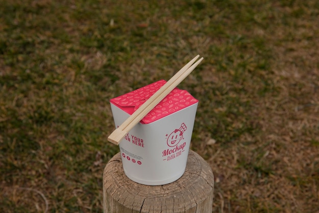 PSD take away packaging mockup in nature