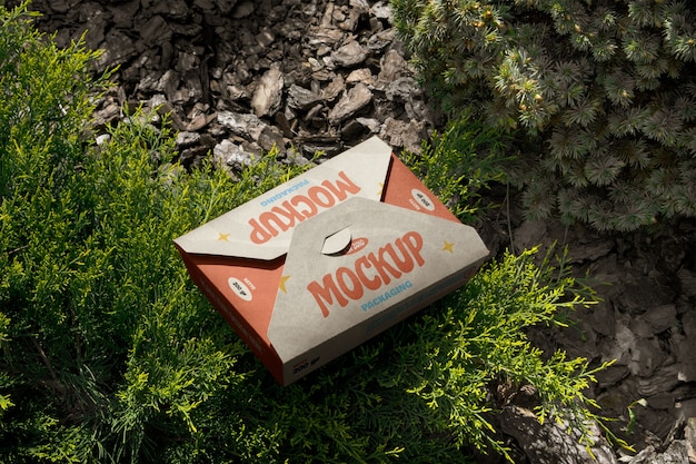 PSD take away packaging mockup in nature