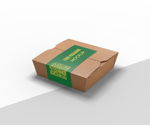 Take away packaging with sticker mockup