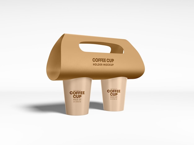 PSD take away paper coffee cup holder mockup