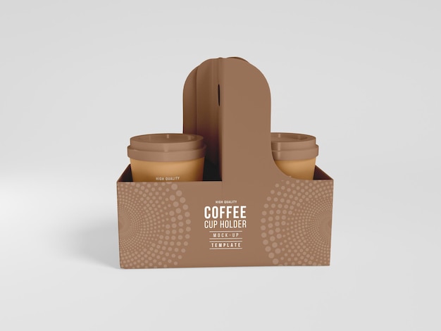 PSD take away paper coffee cup holder mockup