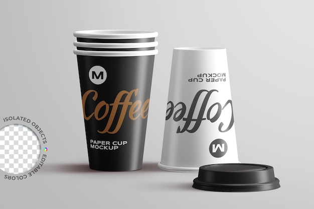 紙コップのモックアップ コーヒー ティー製品パッケージ ロゴ ブランディング プレゼンテーション分離を奪う
