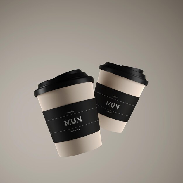 PSD take a paper cup for hot drinks 3d mockup