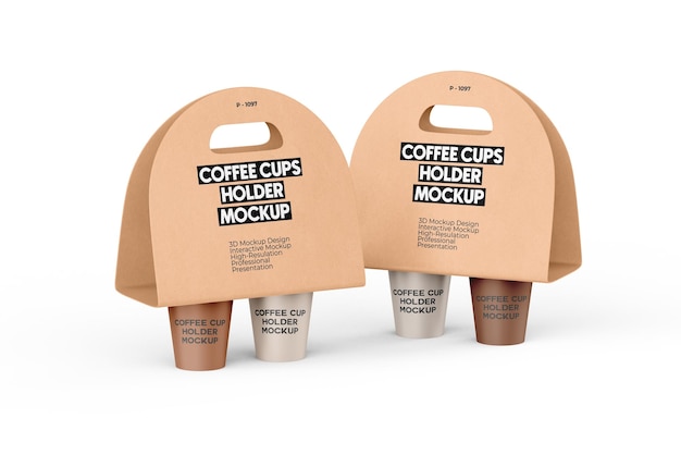 Takeaway Coffee Cups With Holder Mockup
