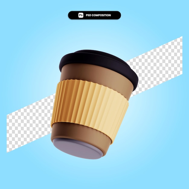 Takeaway cup 3d render illustration isolated