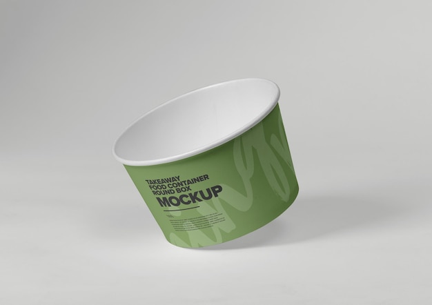 Takeaway food container round box mockup