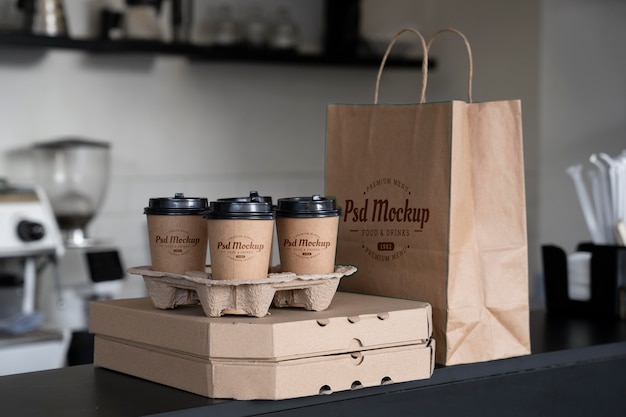 Takeaway food mock-up arrangement