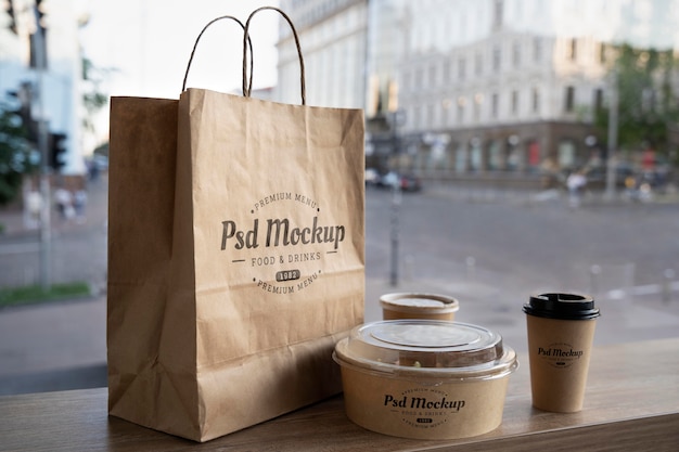 PSD takeaway food mock-up arrangement