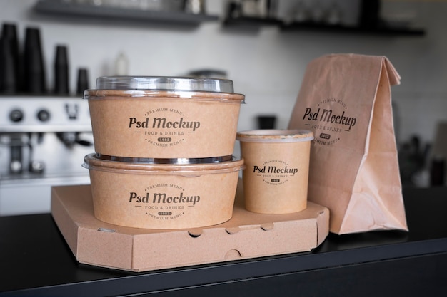 PSD takeaway food mock-up arrangement