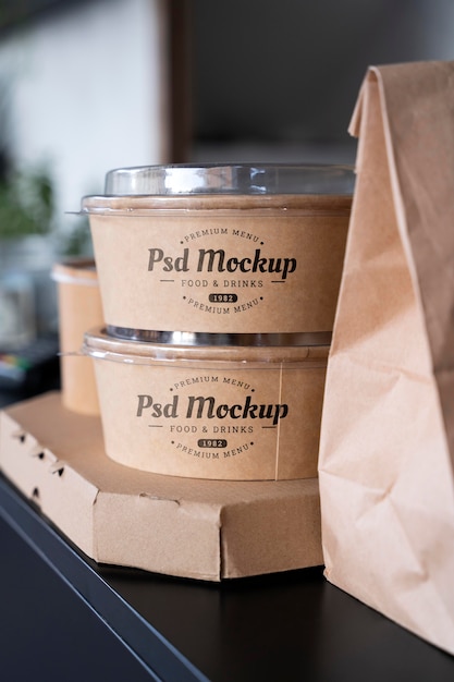 PSD takeaway food mock-up arrangement