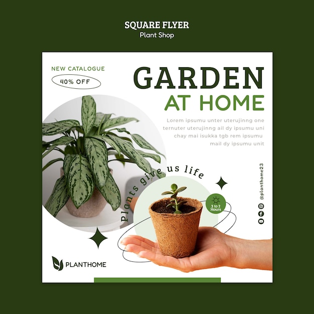 PSD taking care of plants  square flyer template
