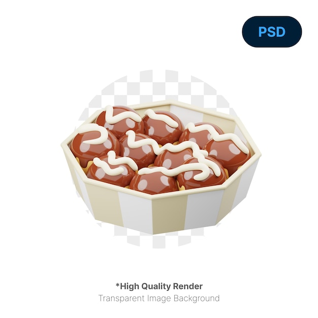 たこ焼き 3D アイコン Premium Psd
