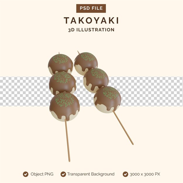 PSD takoyaki 3d illustratie