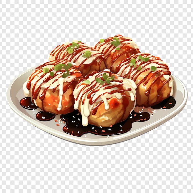 Takoyaki isolated on transparent background