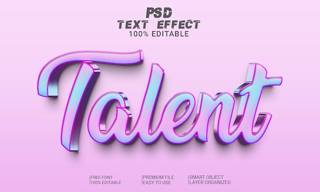 talent 3d text effect psd file