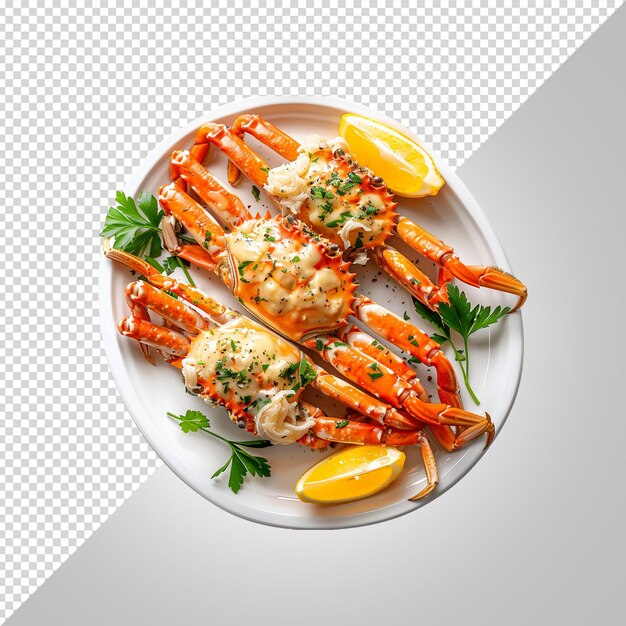 PSD talerz jedzenia z homarami i cytrynami