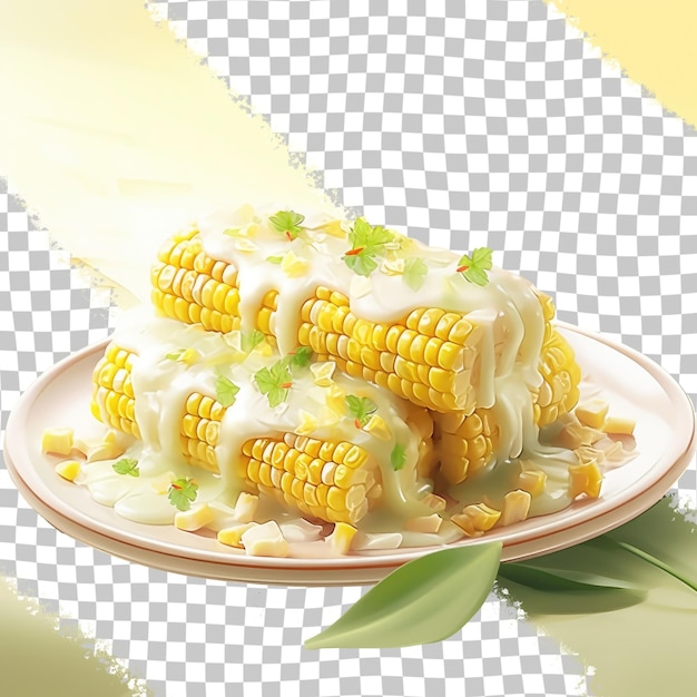 PSD talerz kukurydzy z napisami kukurydza