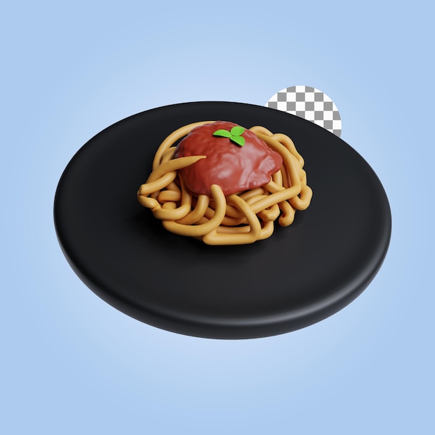 PSD talerz spaghetti z sosem pomidorowym ilustracja renderowania 3d