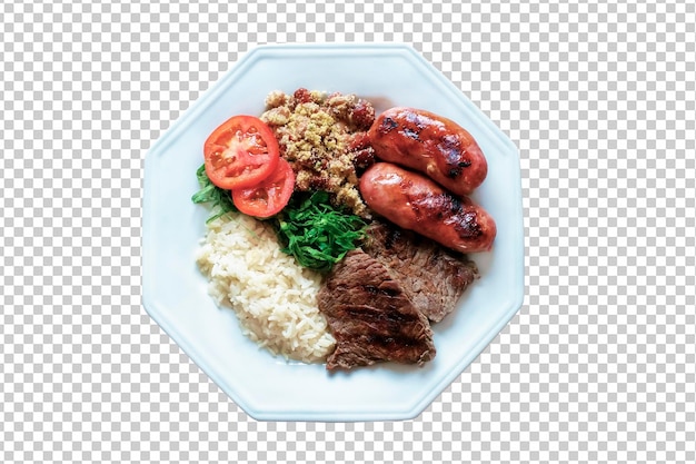 Talerz z jedzeniem z grilla Brazylijskie jedzenie png przezroczyste tło