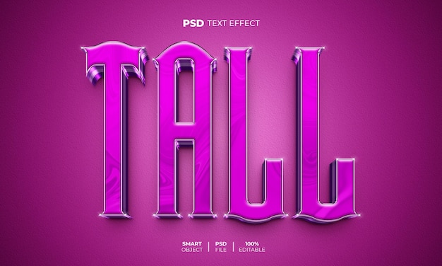 Tall 3D editable text effect