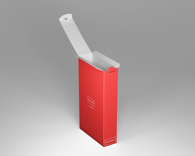 PSD Высокий и тонкий прямоугольный макет ящика с замком для языка