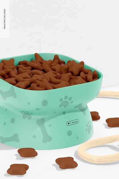 Tall Base Pet Bowl Mockup, Close Up