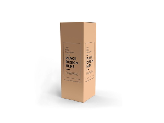 Изолированные макет упаковки высокая коробка