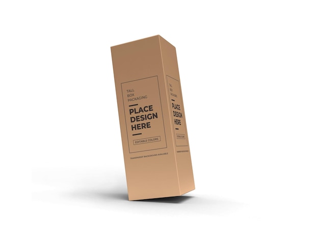 Tall box packaging mockup isolated