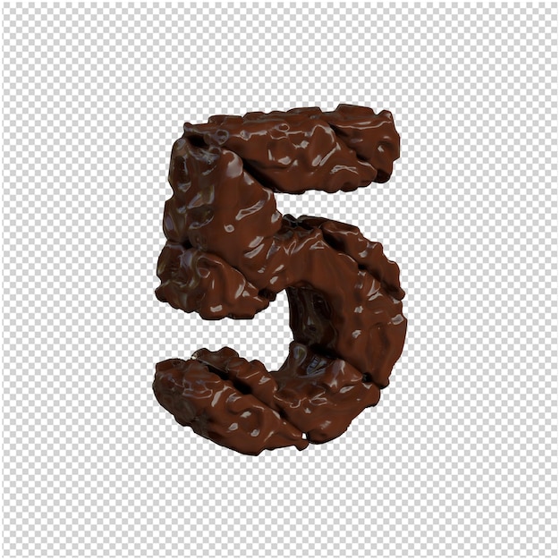 Tall laget av sjokolade. 3D-tall 5