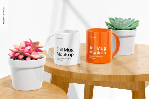 tall office mugs mockup perspective
