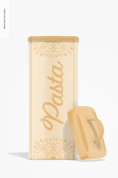 Tall Pasta Storage Container Mockup, Opened