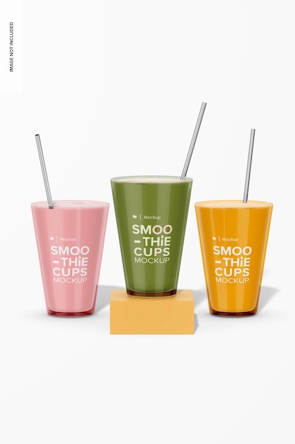 Tall smoothie cups mockup