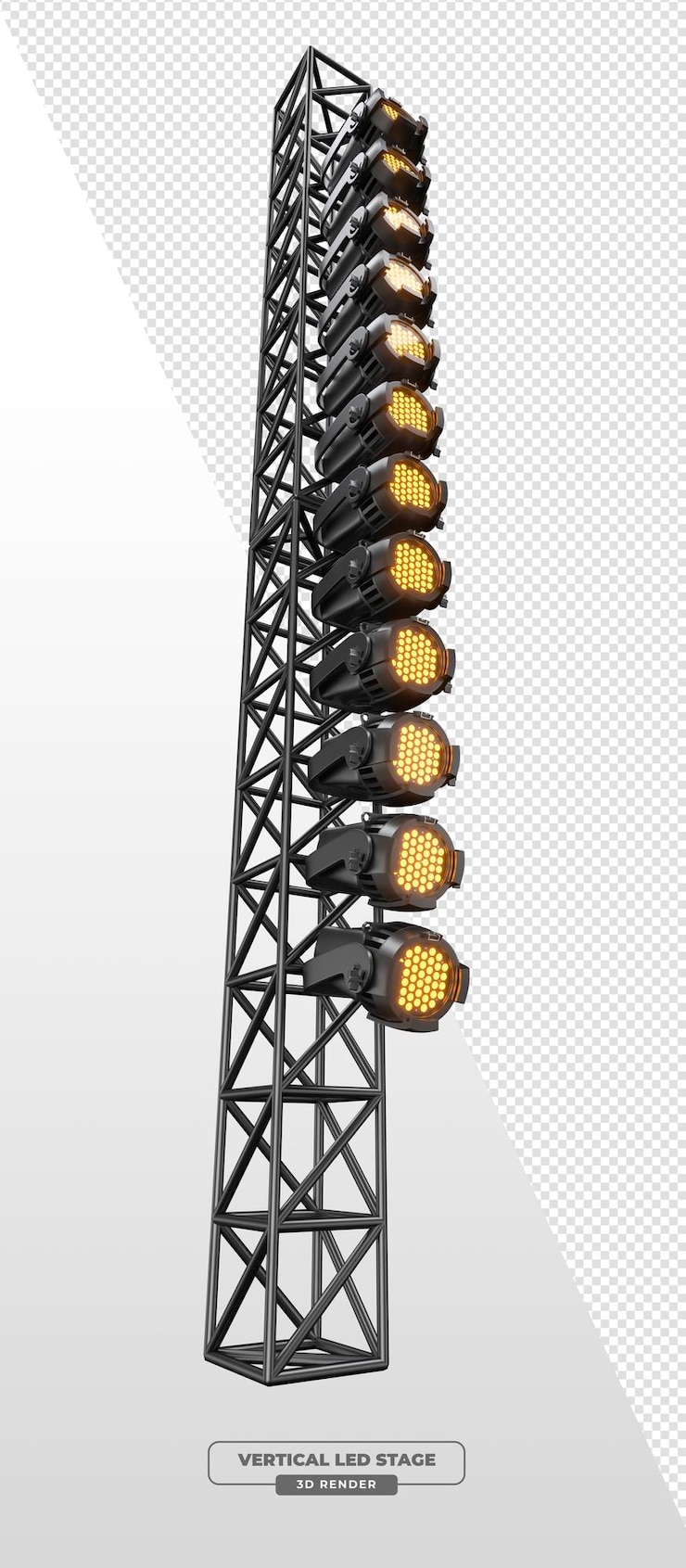 PSD 3d渲染中帶有led光束射燈的高舞台桁架塔