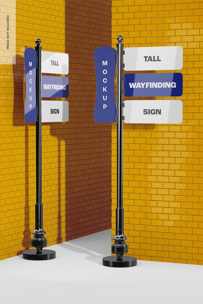 PSD tall wayfinding signs mockup