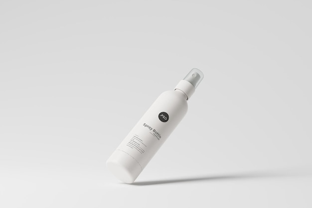PSD tall white plastic body spray bottle mockups