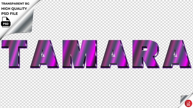 PSD tamara typography purple light text metalic psd transparent