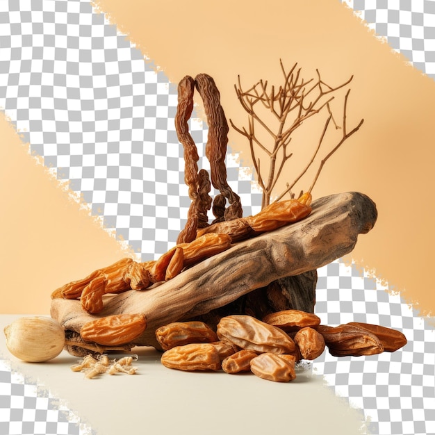 Tamarind fruits dried and isolated against transparent background