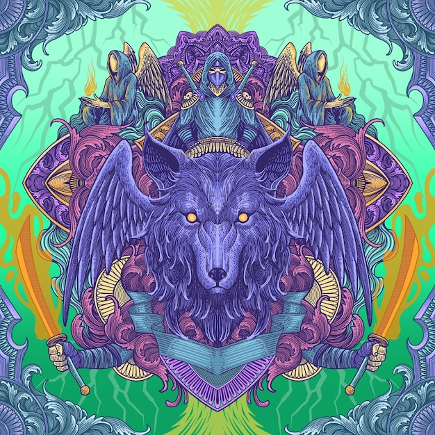 PSD tamer wolf psychedelic artwork