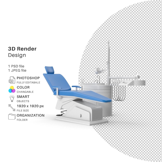 PSD tandartsstoel - ziekenhuisstoel - psd-bestand met transparante achtergrond