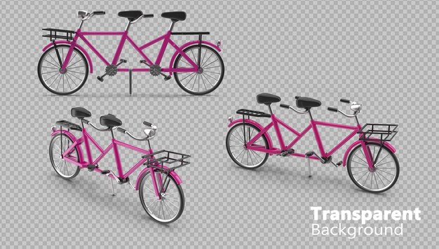 PSD tandem bicycle on transparent background