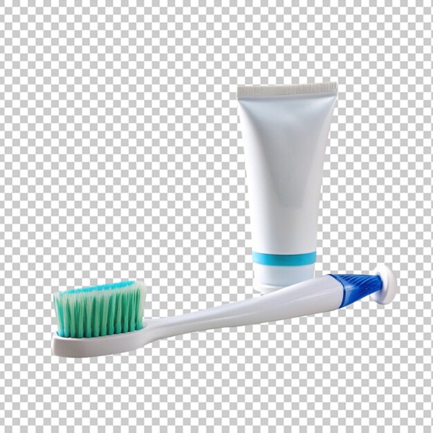 Tandenborstel met blauwe borsten op een doorzichtige achtergrond