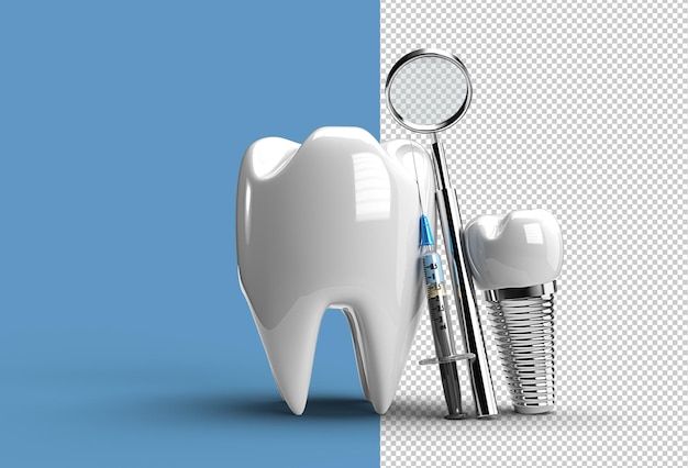PSD tandheelkundige implantaten chirurgie concept 3d-rendering transparant psd-bestand