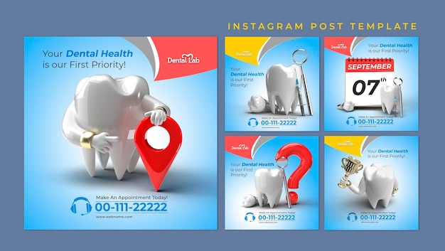 Tandheelkundige implantaten chirurgie concept instagram post-sjabloon voor spandoek.