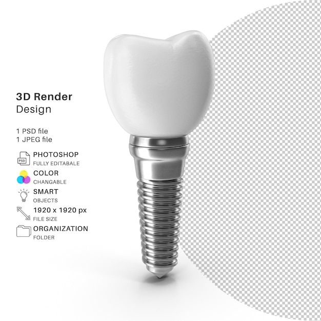 Tandimplantaten 3d-modellering psd-bestand realistisch