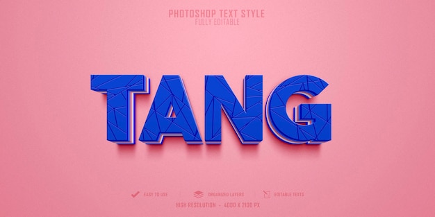 Tang 3d-tekststijleffect sjabloonontwerp