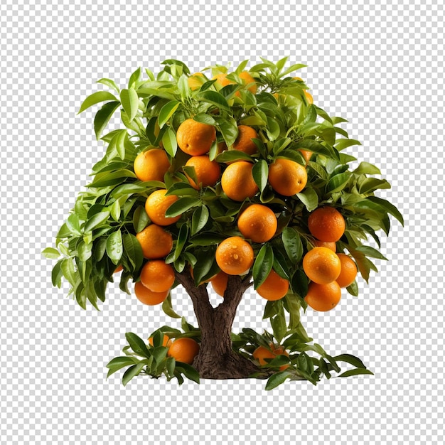 PSD tangerine tree chicken isolated on white background