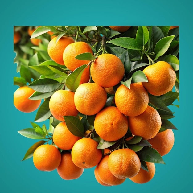 PSD タンダリンオレンジクレメンチンコンクリート表面に緑の葉のある柑橘類の果物