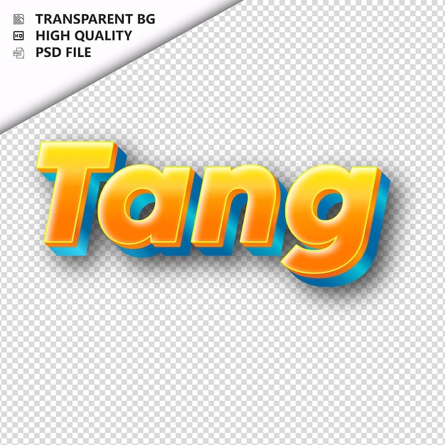 PSD tang fatto da testo arancione con ombra trasparente isolato