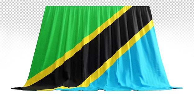 PSD tanzania flag curtain in 3d rendering called flag of tanzania