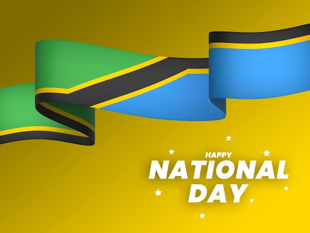 PSD tanzania flag element design national independence day banner ribbon psd